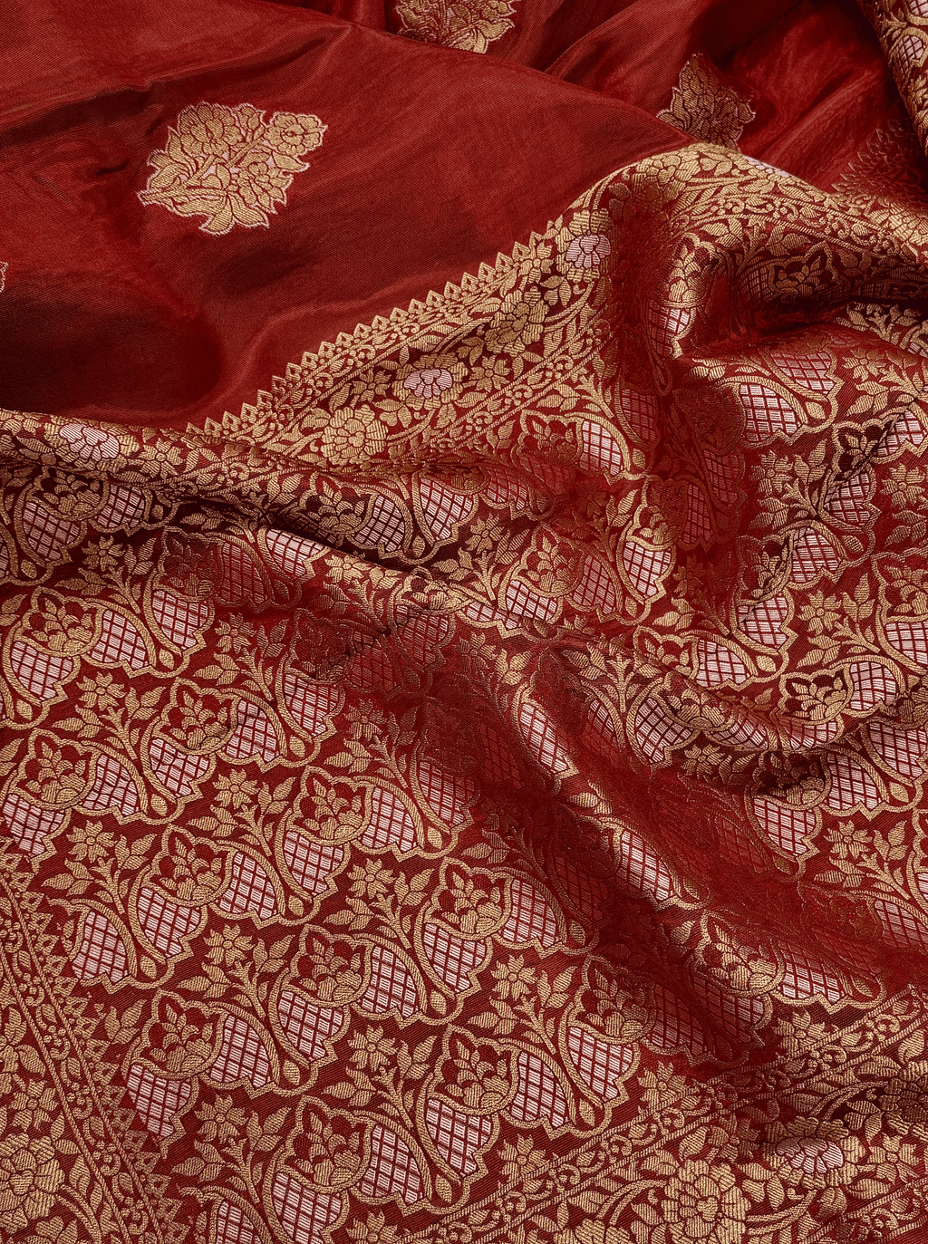 Rose Red Georgette Tissue Silk Saree