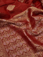 Rose Red Georgette Tissue Silk Saree