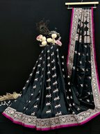 Wine Maroon Handloom Mushroo Satin Silk Saree