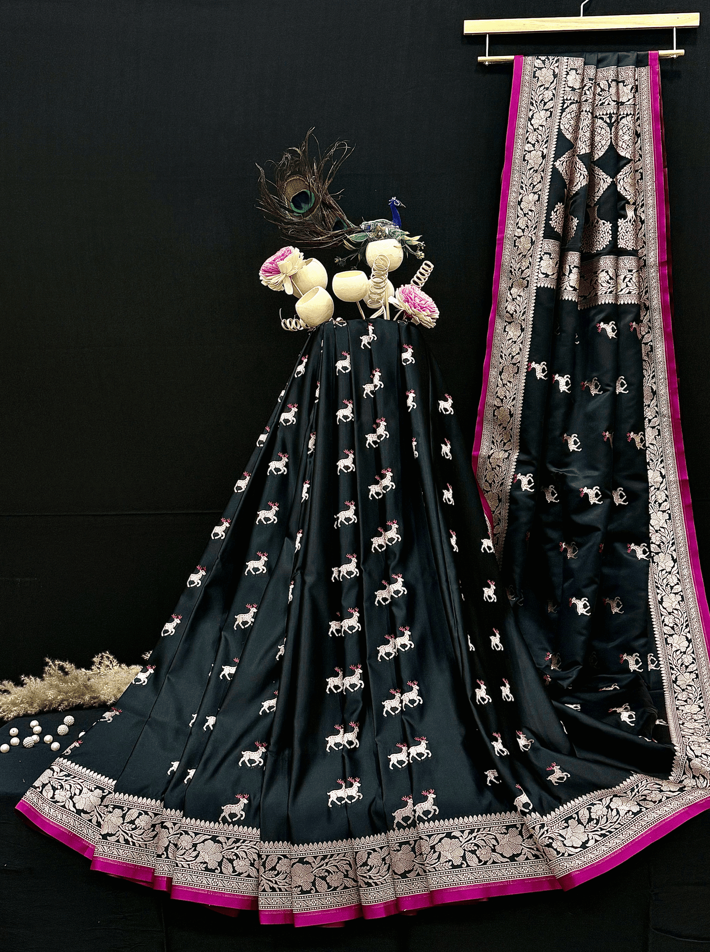 Wine Maroon Handloom Mushroo Satin Silk Saree