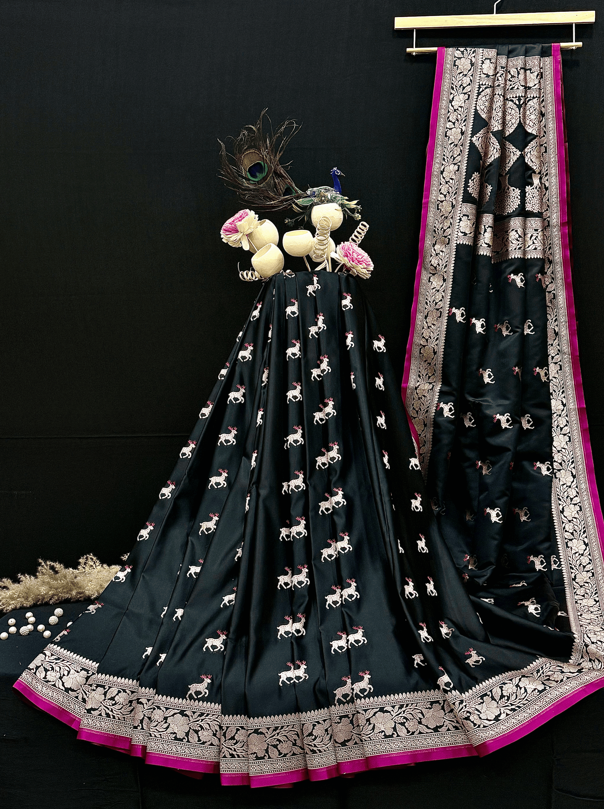 Wine Maroon Handloom Mushroo Satin Silk Saree