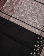 Black Banarasi Mushroo Silk Saree with Zari Border