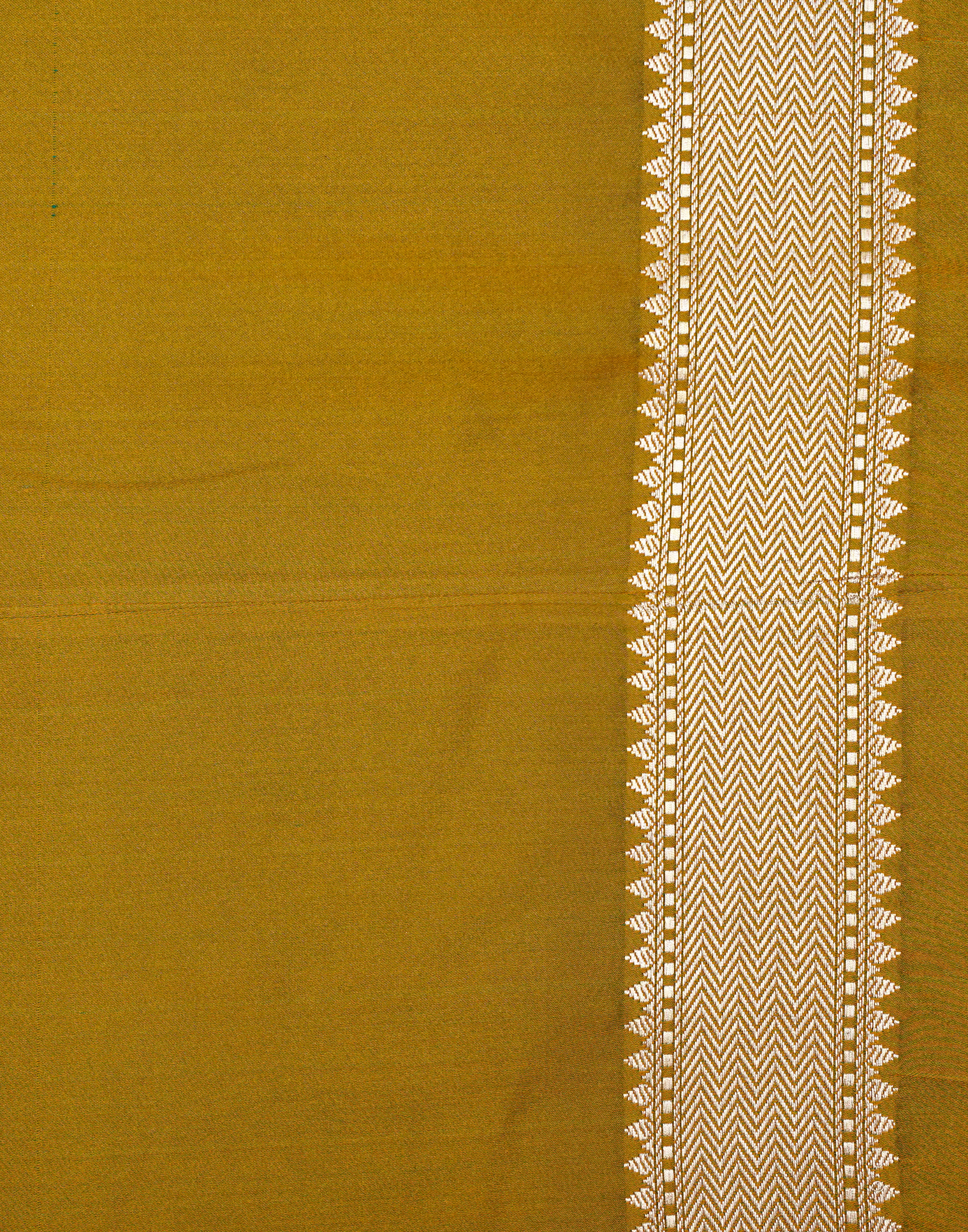 Mustard Gold Banarasi Mushroo Silk Saree with Floral Weaving & Zari Border