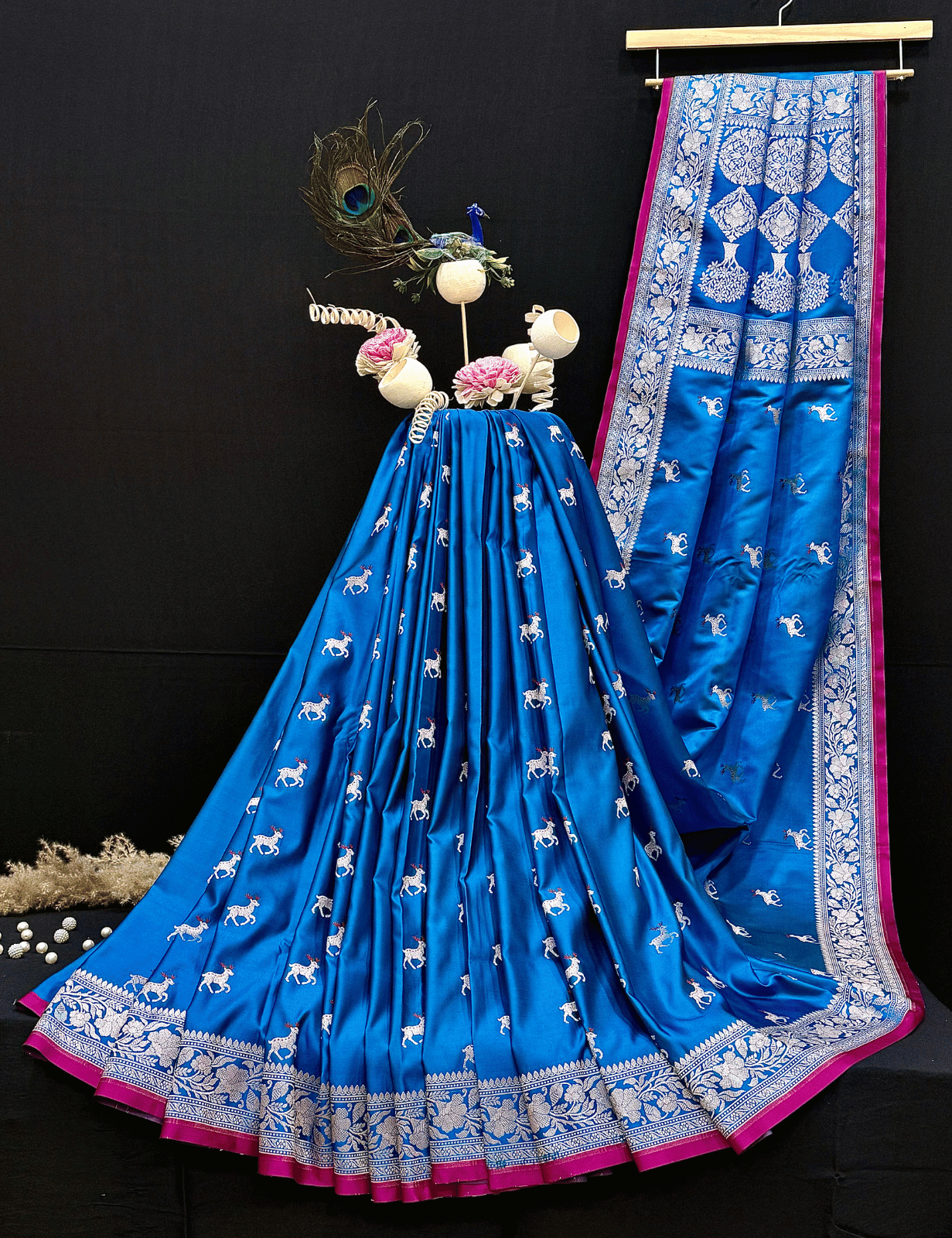 Wine Maroon Handloom Mushroo Satin Silk Saree