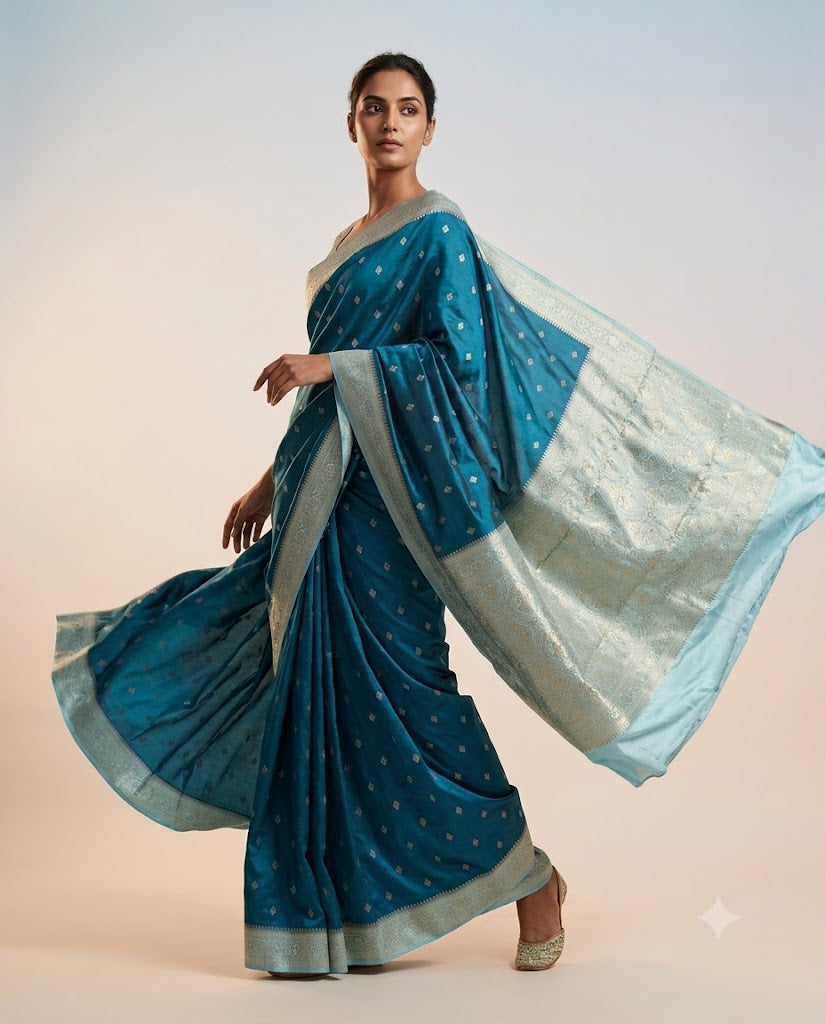 Mashroo Satin Contrast Pallu & Border Saree