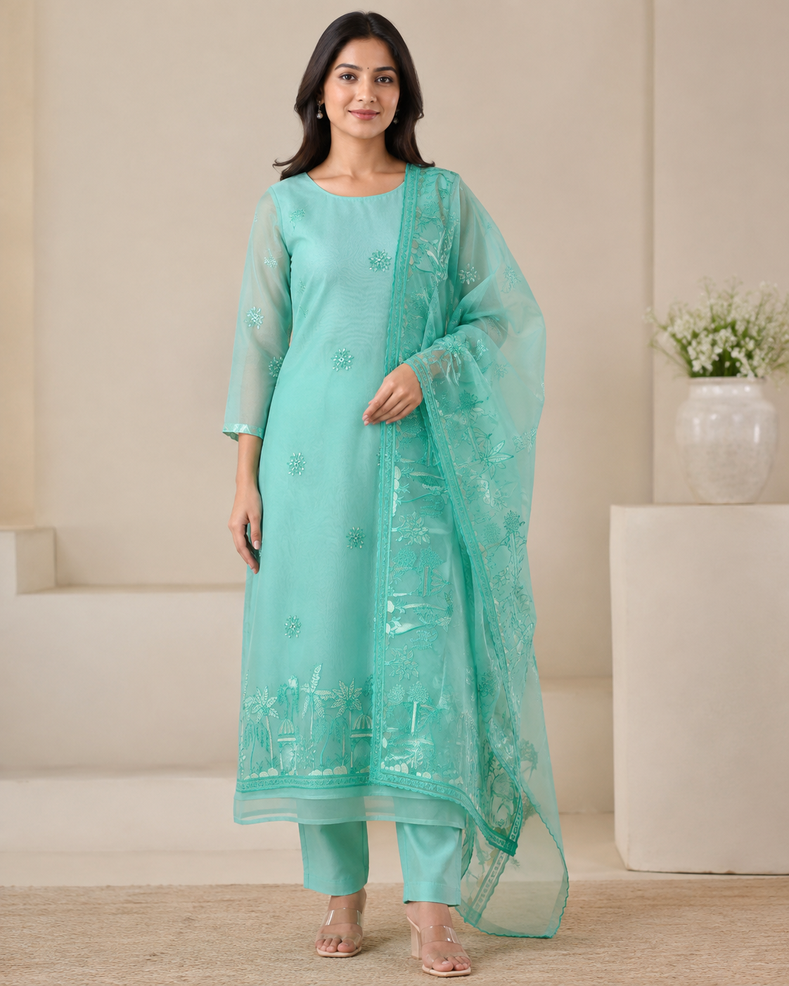 Organza Suit – Elegant Festive Collection (Unstitched)