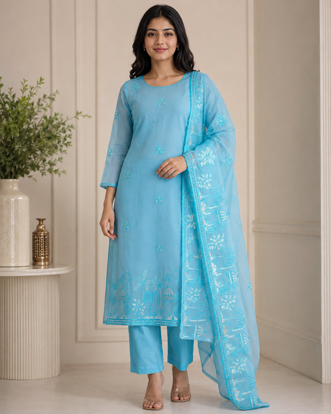 Organza Suit – Elegant Festive Collection (Unstitched)