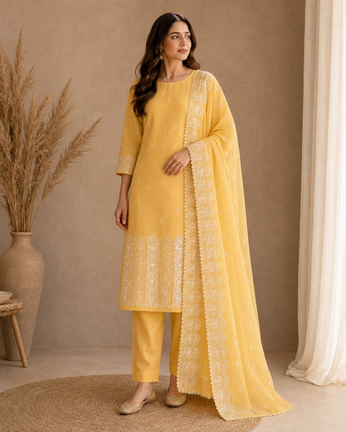 Premium Organza 3-Piece Suit Set with Multi Embroidery (unstitched)