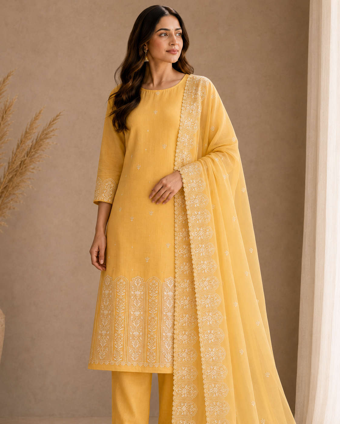 Premium Organza 3-Piece Suit Set with Multi Embroidery (unstitched)