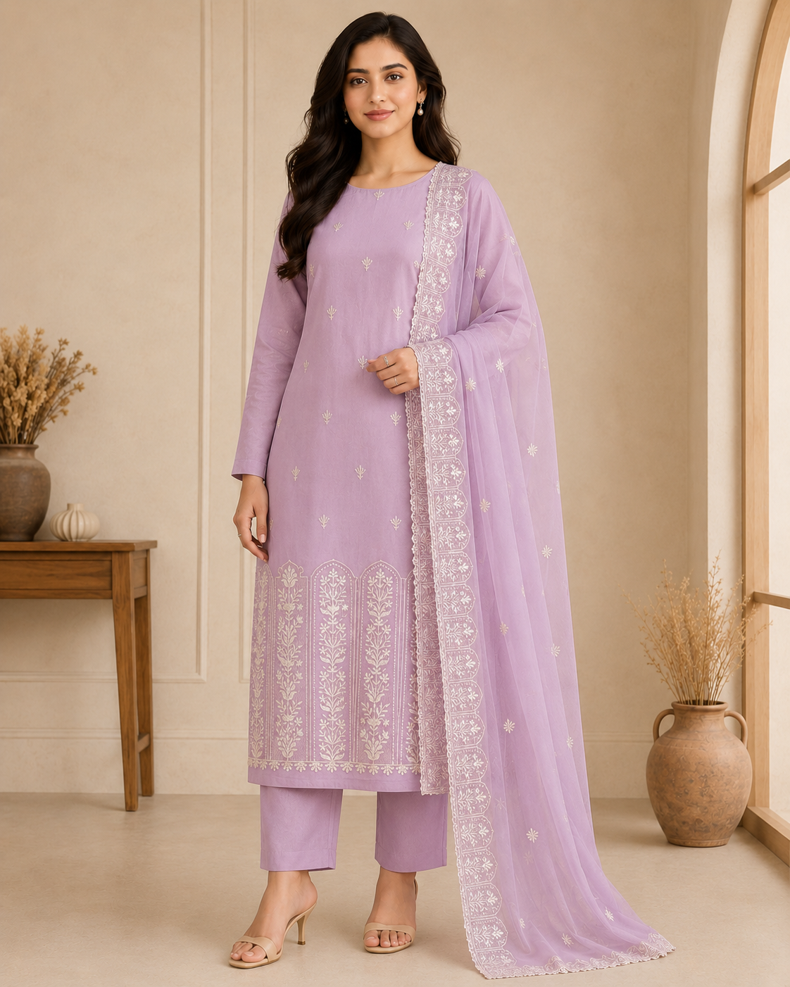 Premium Organza 3-Piece Suit Set with Multi Embroidery (unstitched)