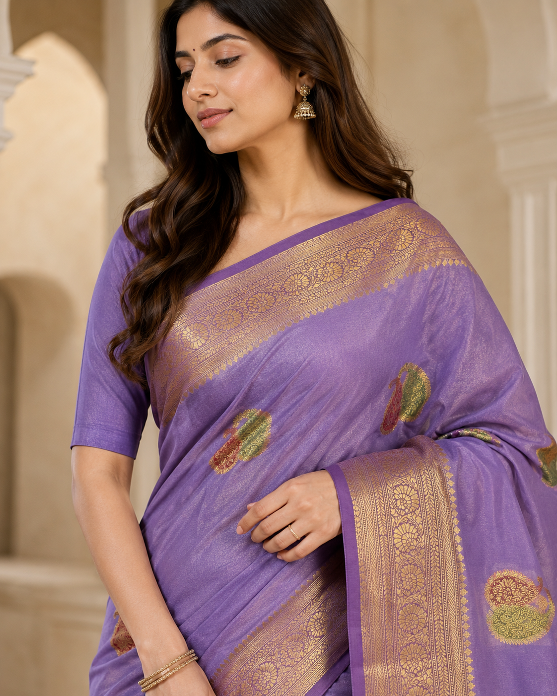 Semi Georgette Saree with Hand Brush Details