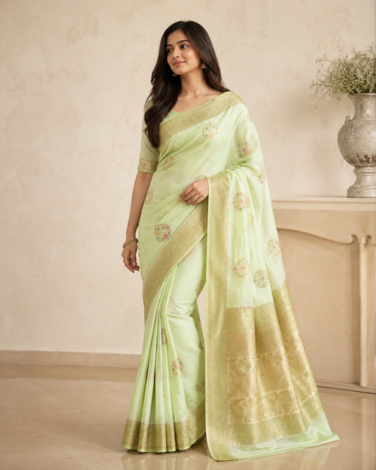 Semi Georgette Saree with Hand Brush Details
