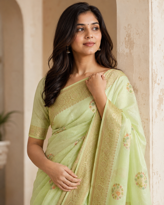 Semi Georgette Saree with Hand Brush Details