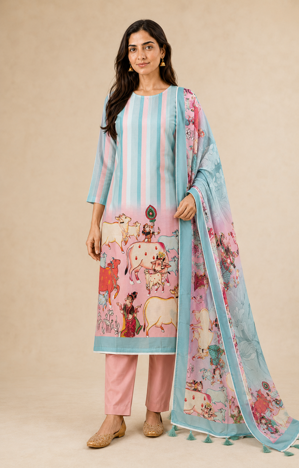 Crepe satin with digital print (unstitched)