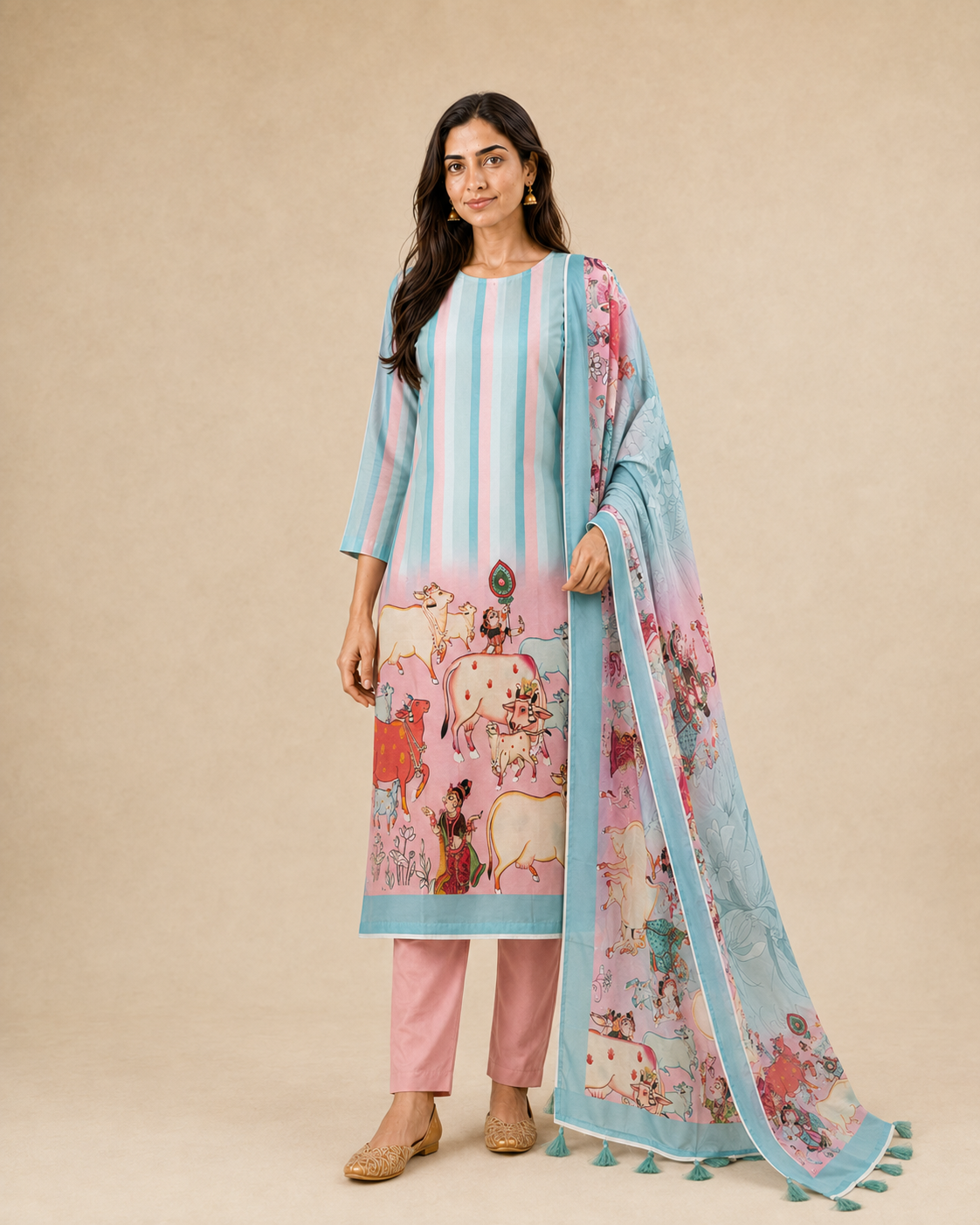 Crepe satin with digital print (unstitched)