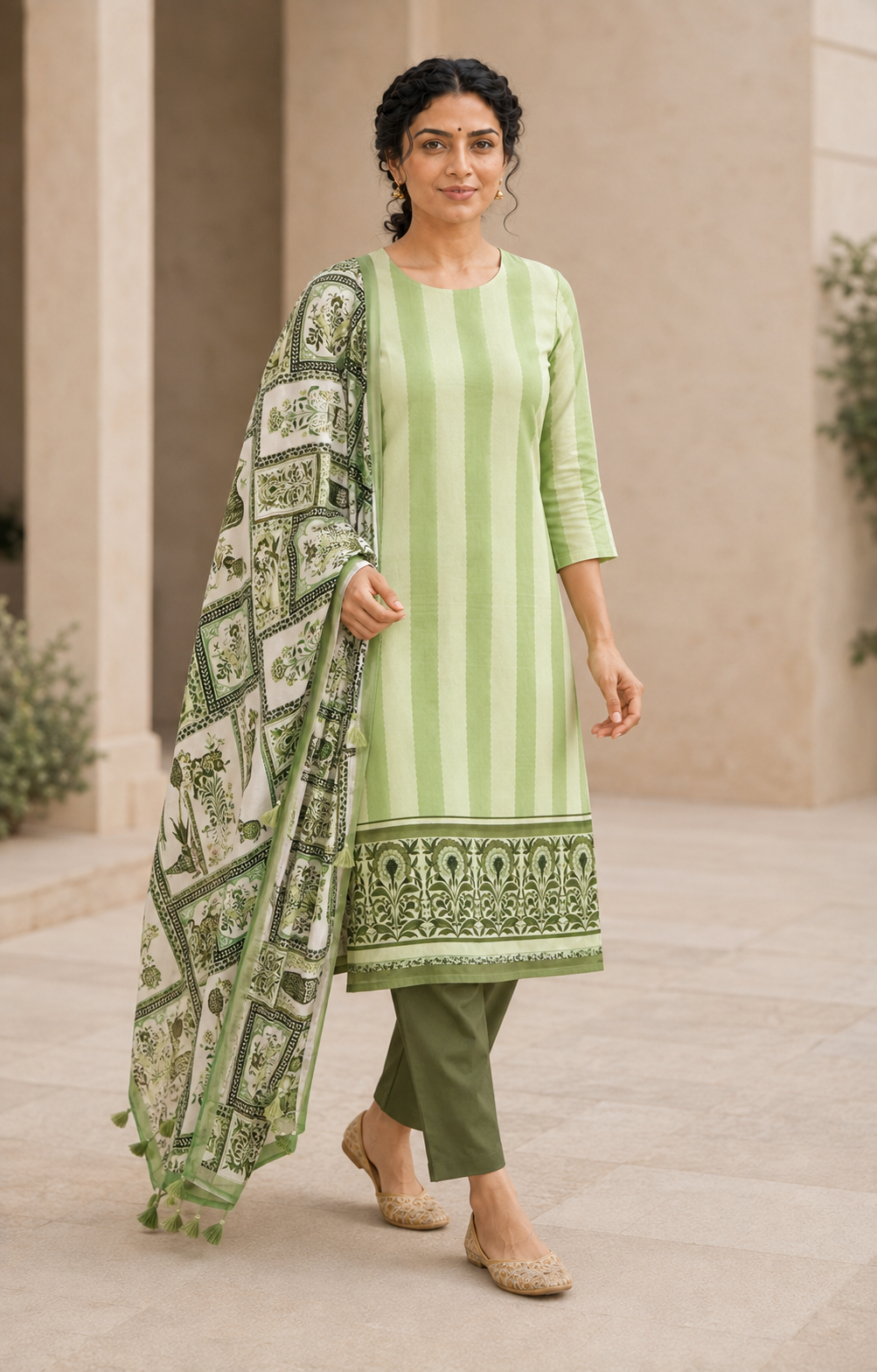 Organza satin with digital print (unstitched)