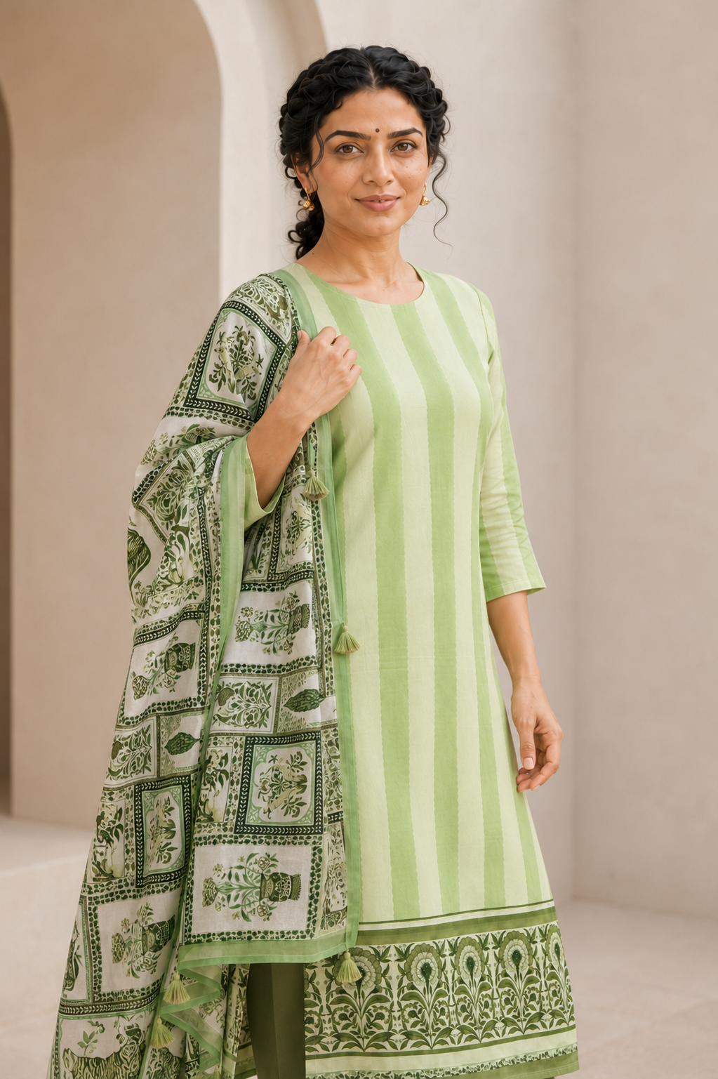 Organza satin with digital print (unstitched)