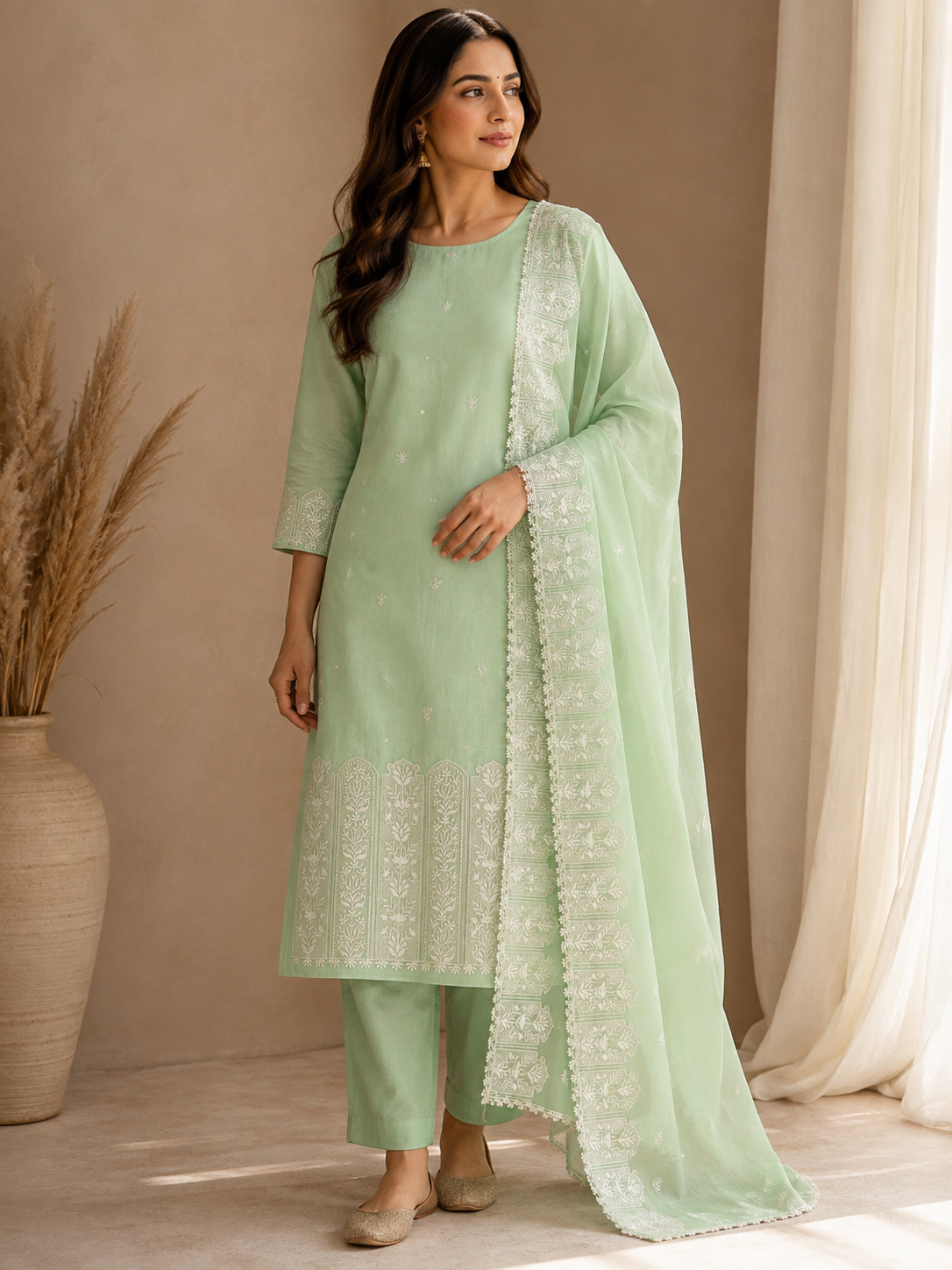 Premium Organza 3-Piece Suit Set with Multi Embroidery (unstitched)