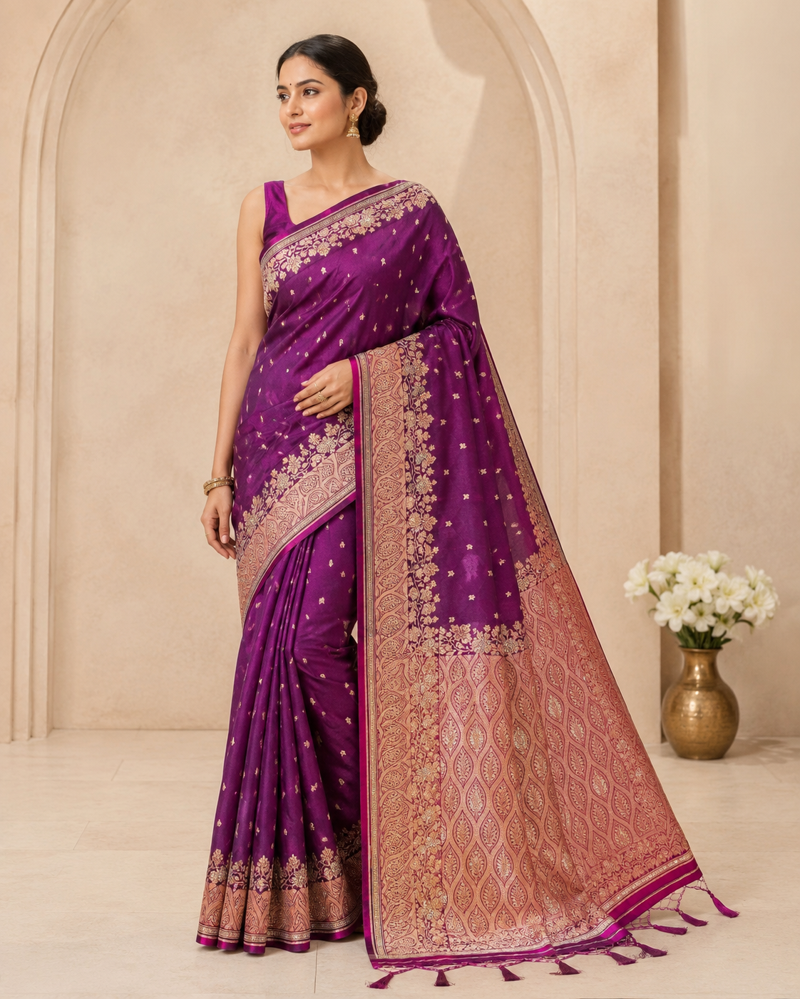 Premium Banarasi Saree with Swarovski Stone Work