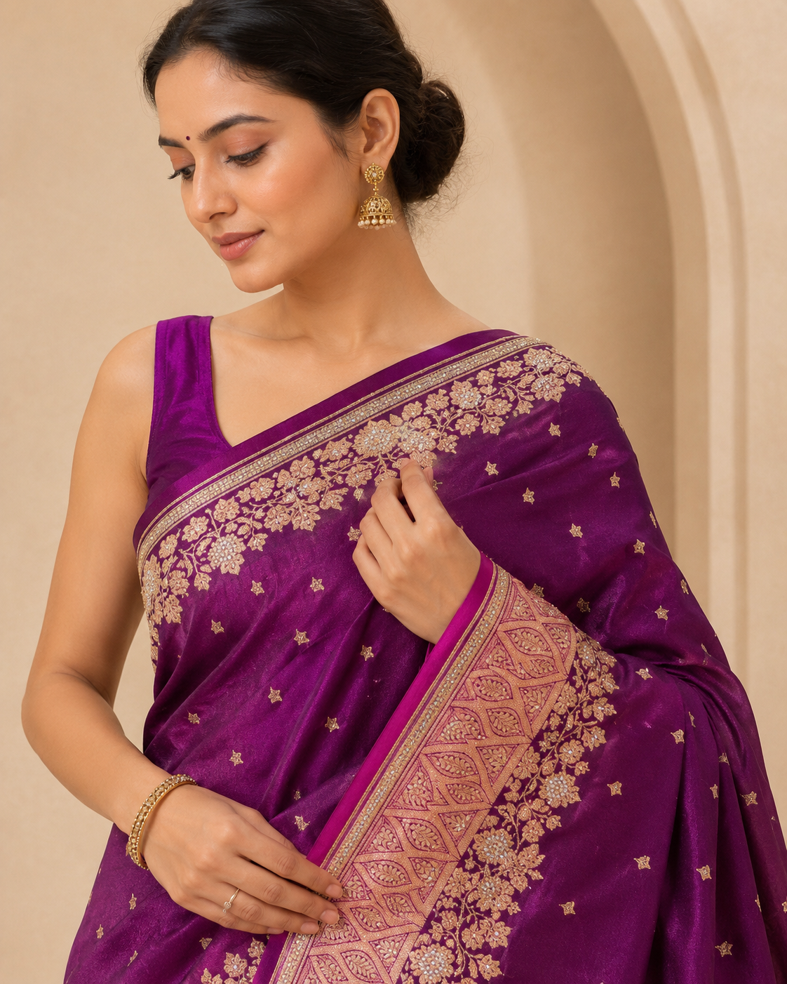 Premium Banarasi Saree with Swarovski Stone Work