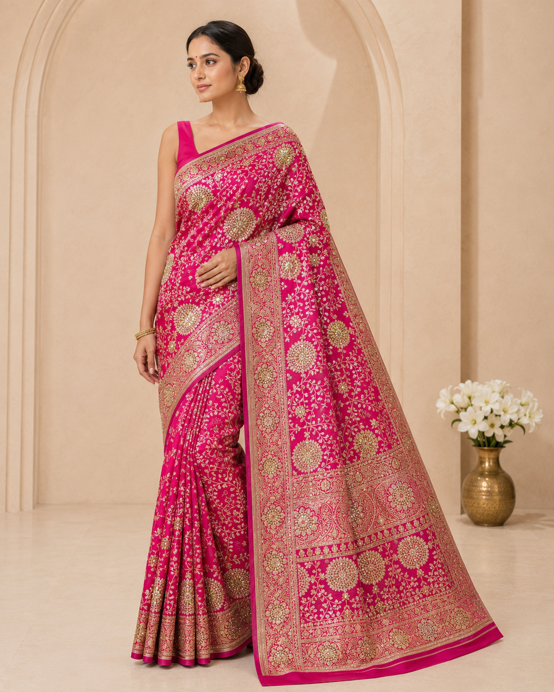 Premium Banarasi Saree with Swarovski Stone Work