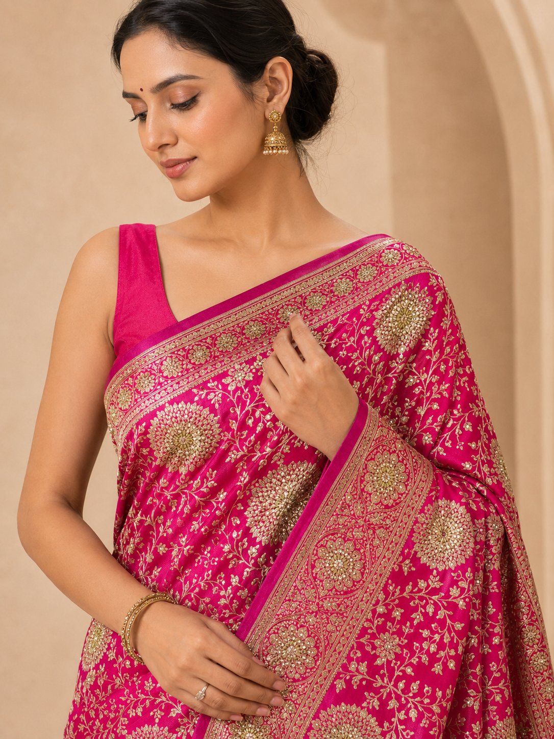 Premium Banarasi Saree with Swarovski Stone Work