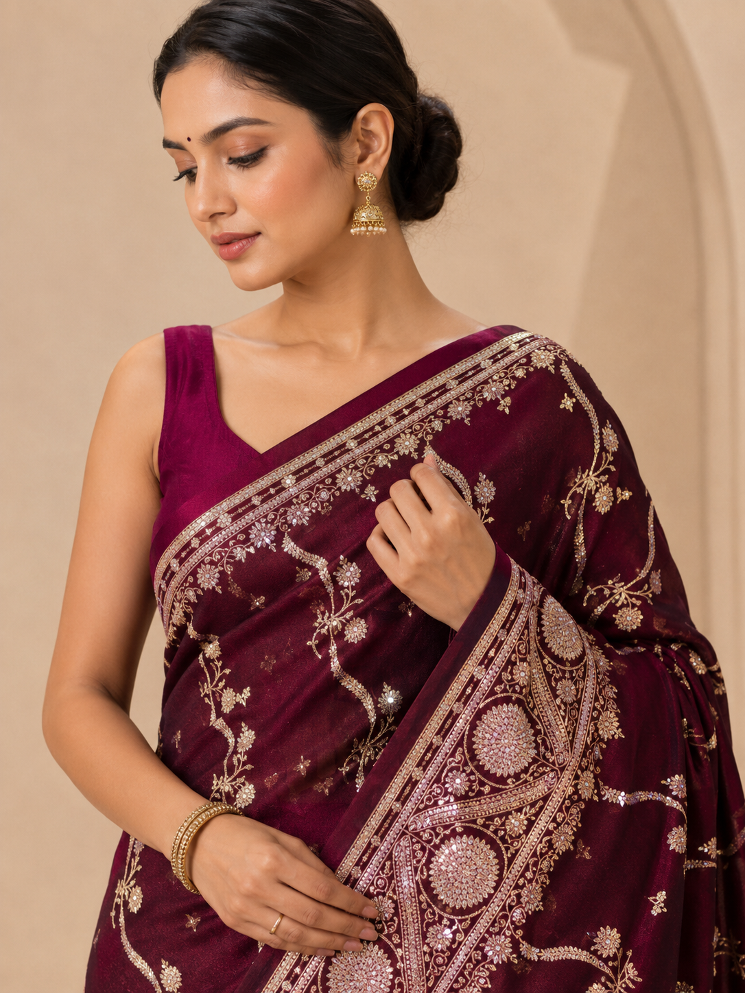 Premium Banarasi Saree with Swarovski Stone Work
