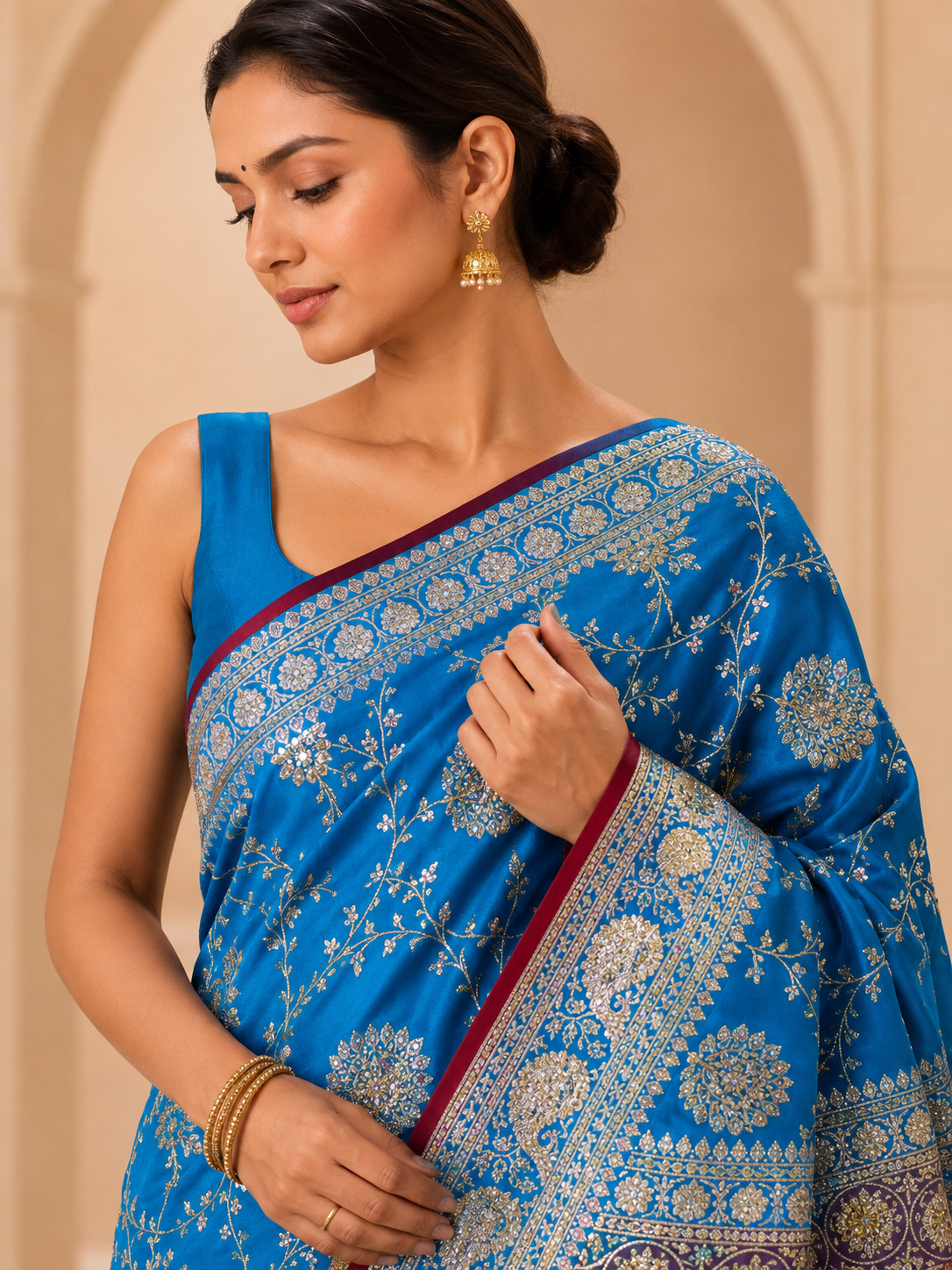 Premium Banarasi Saree with Swarovski Stone Work