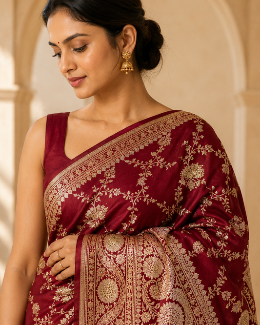 Premium Banarasi Saree with Swarovski Stone Work