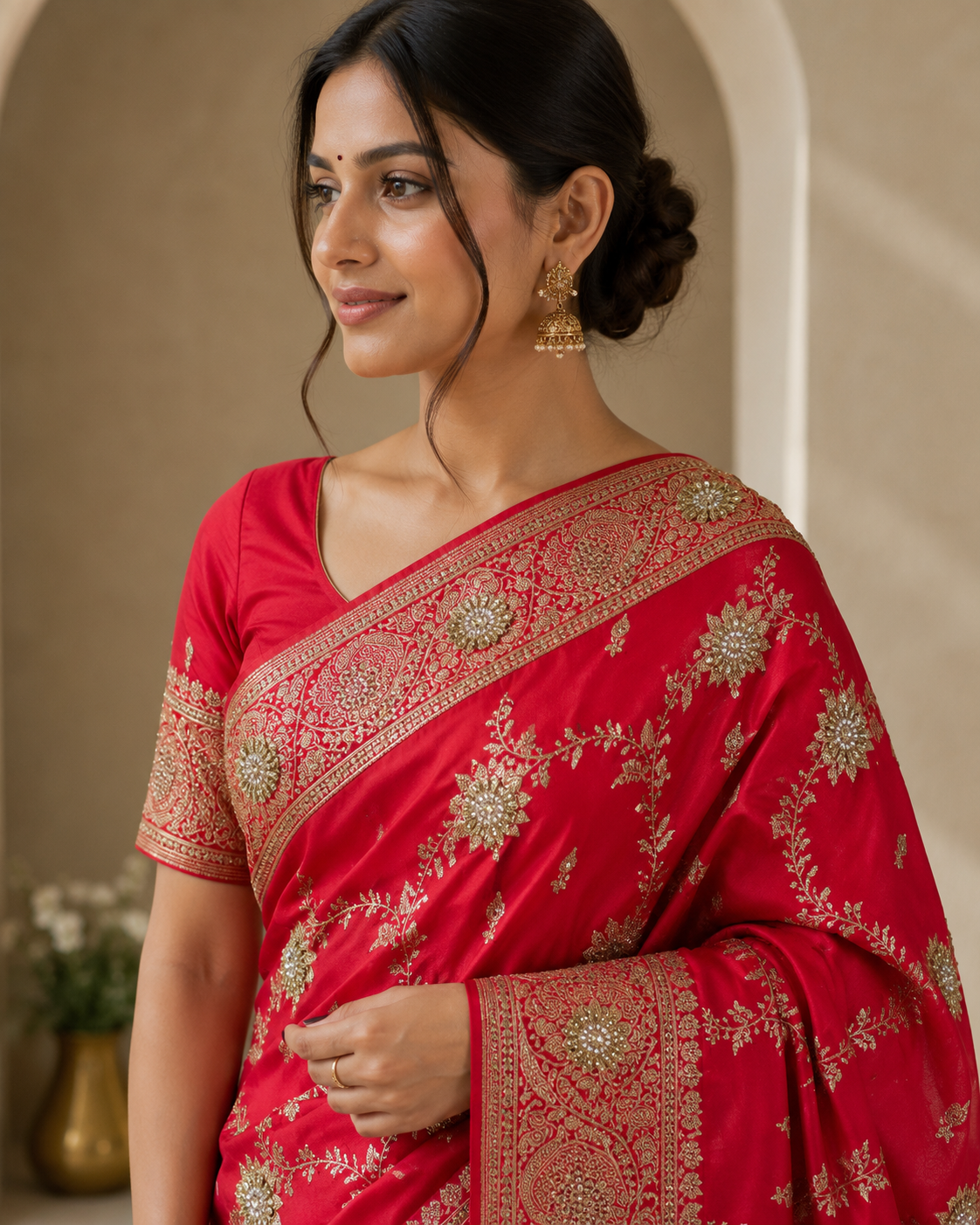 Premium Banarasi Katan Silk Saree with Heavy Zari & Swarovski Work