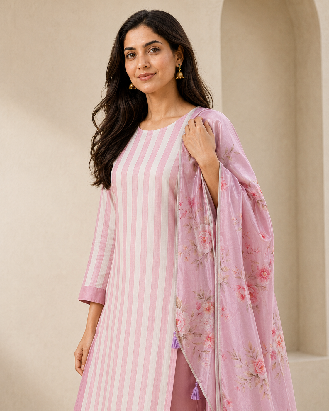 Organza satin with digital print (unstitched)