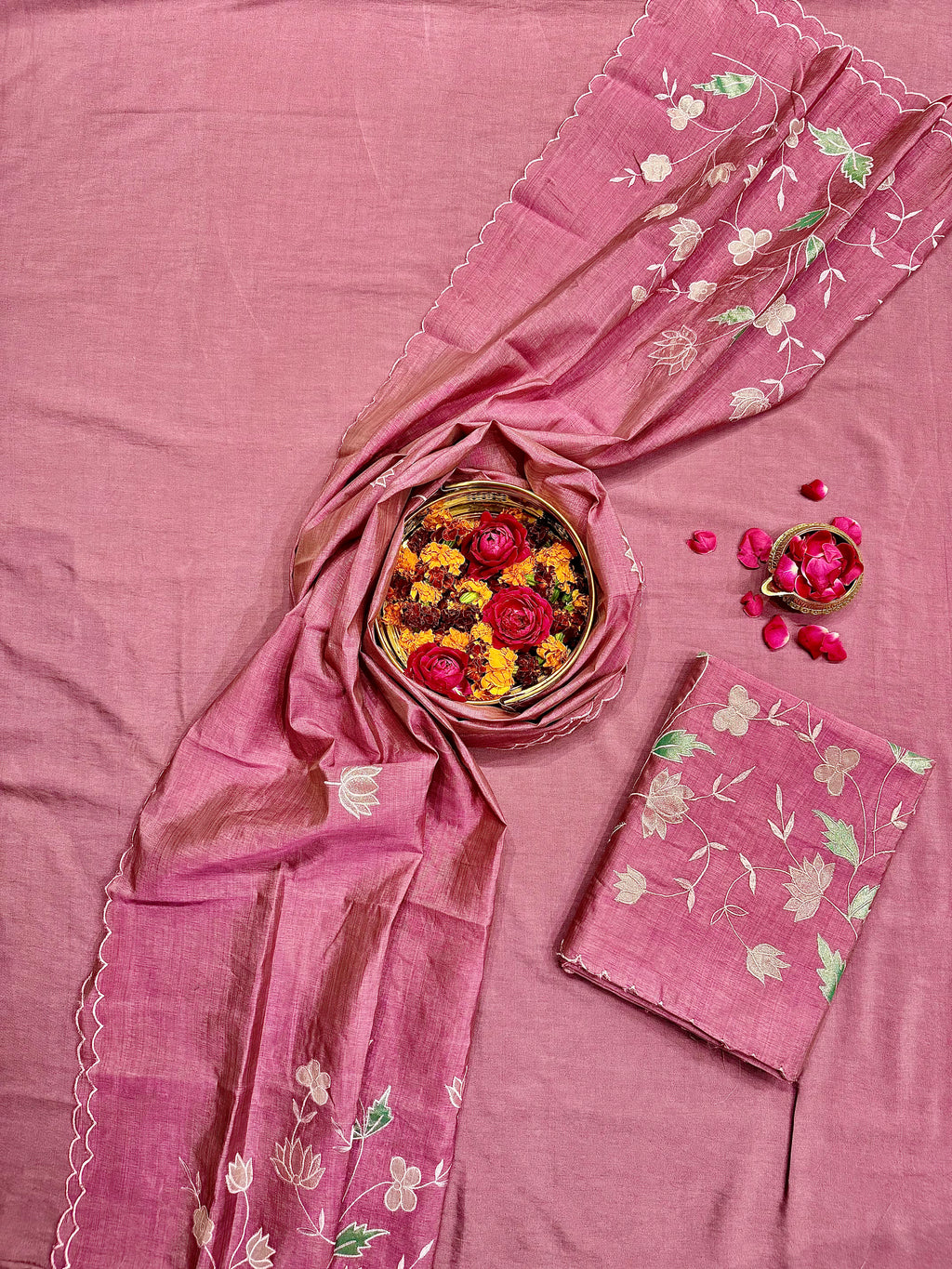 Yellow Tussar Silk Suit Set