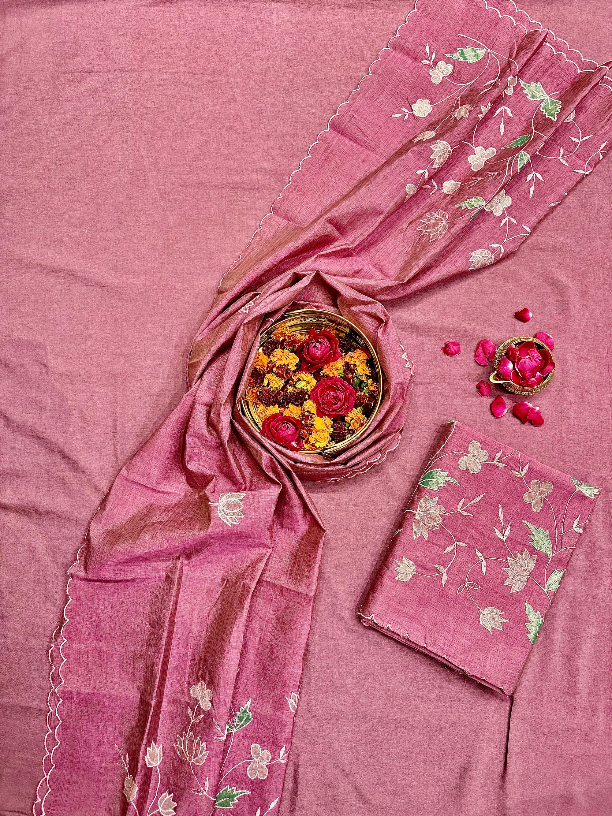 Yellow Tussar Silk Suit Set