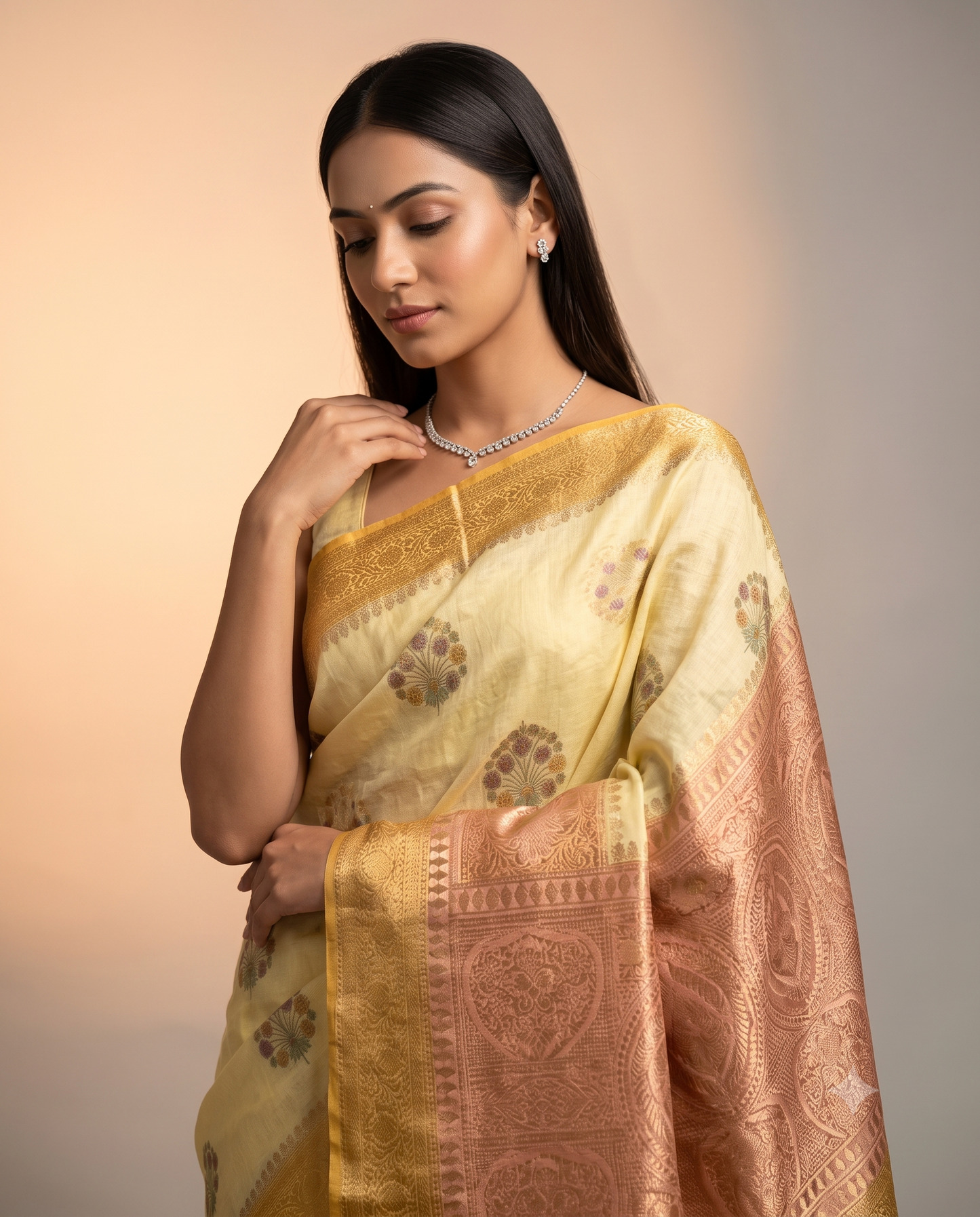 Semi Georgette Saree with Hand Brush Details