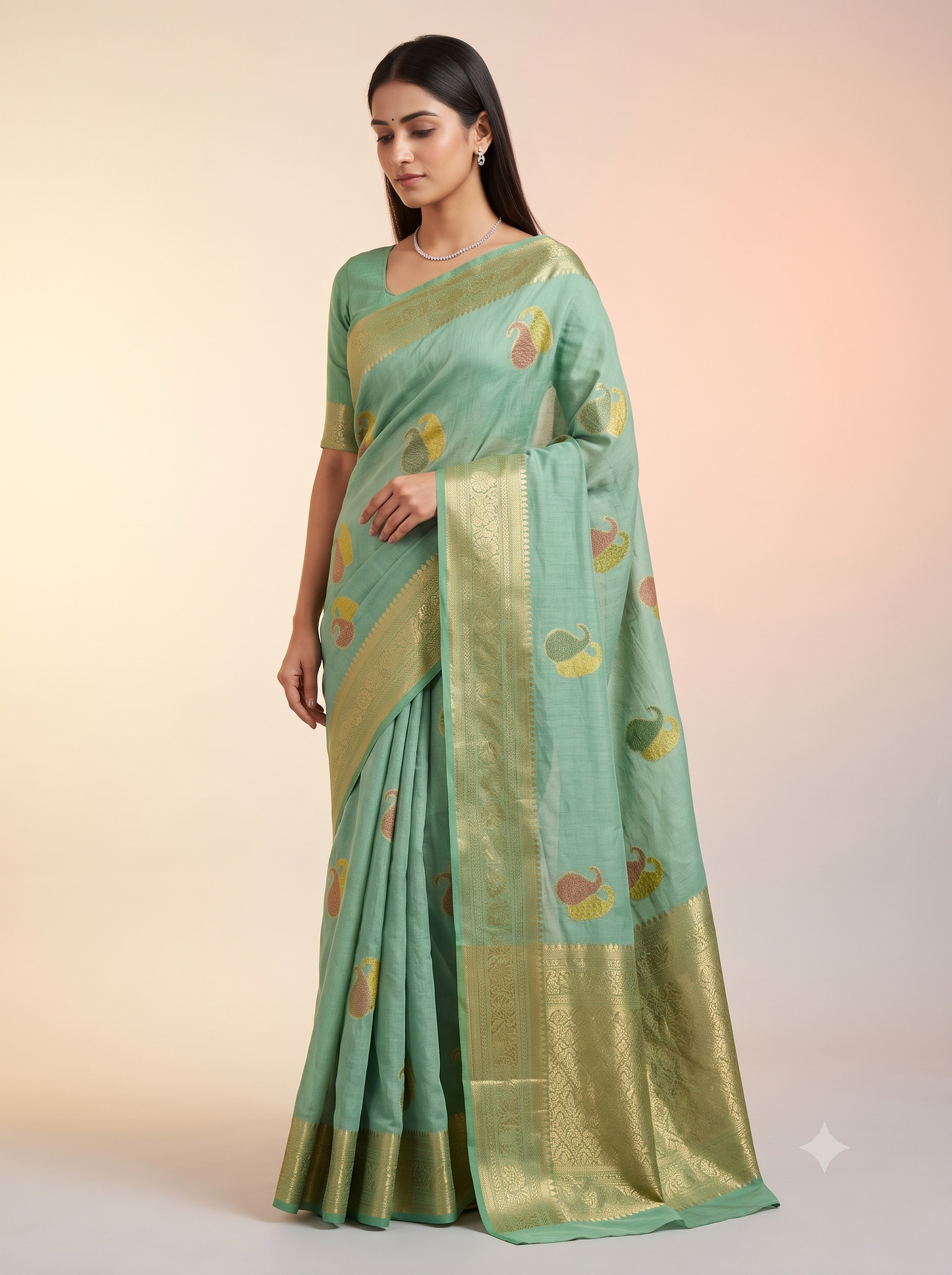 Semi Georgette Saree with Hand Brush Details