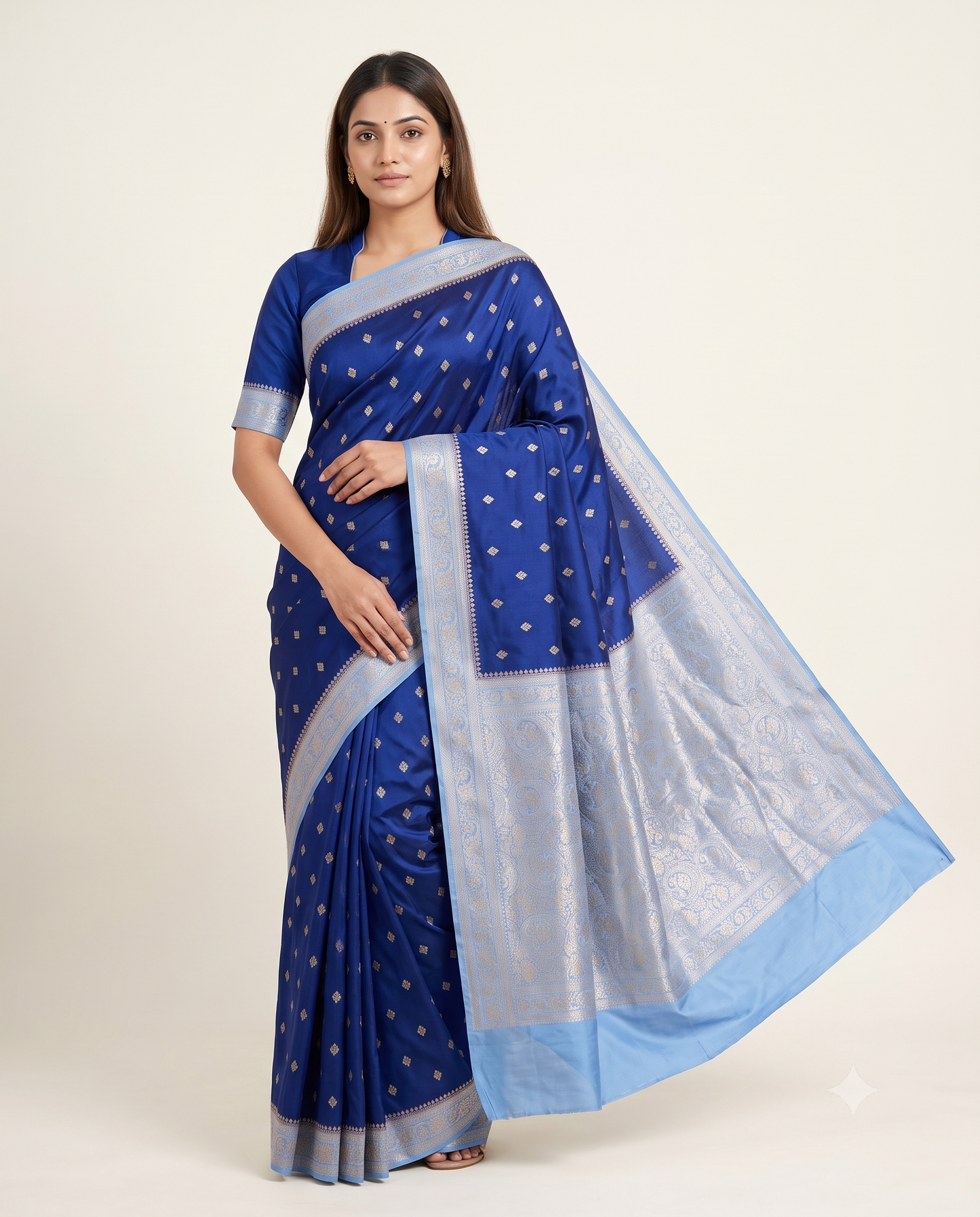 Mashroo Satin Contrast Pallu & Border Saree