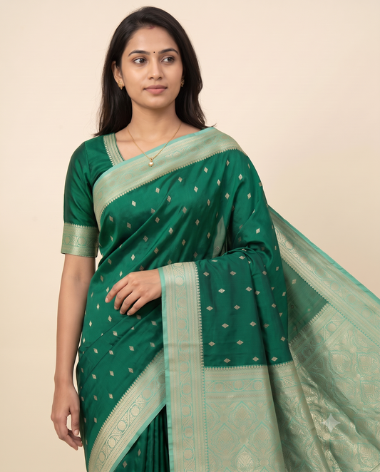 Mashroo Satin Contrast Pallu & Border Saree