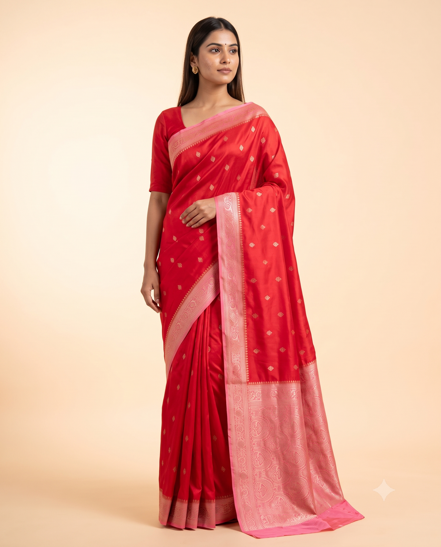 Mashroo Satin Contrast Pallu & Border Saree