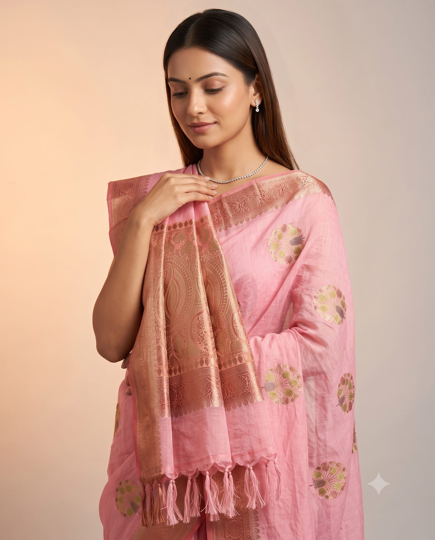 Semi Georgette Saree with Hand Brush Details