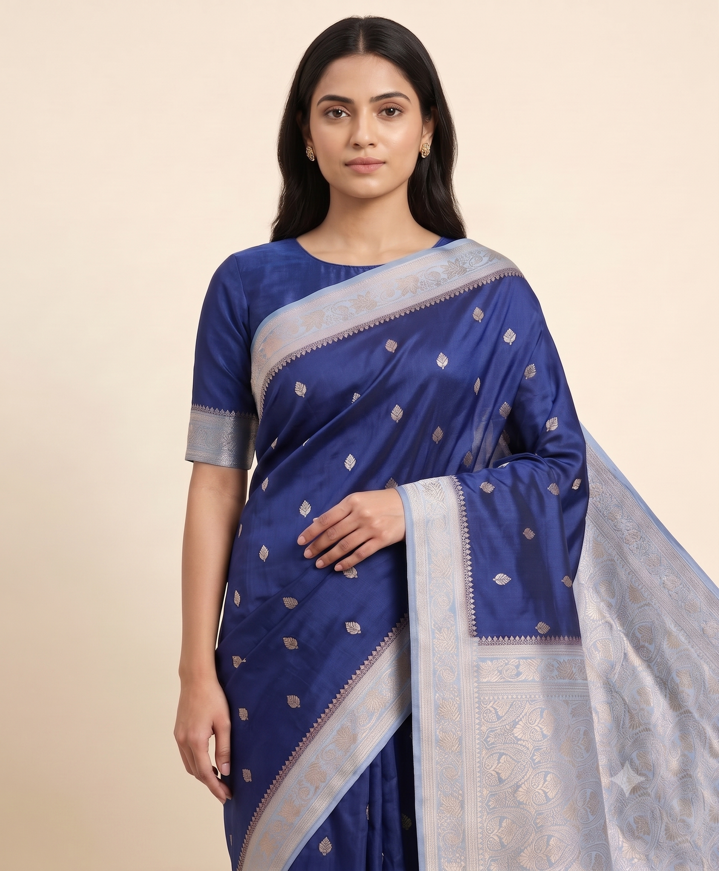 Mashroo Satin Contrast Pallu & Border Saree