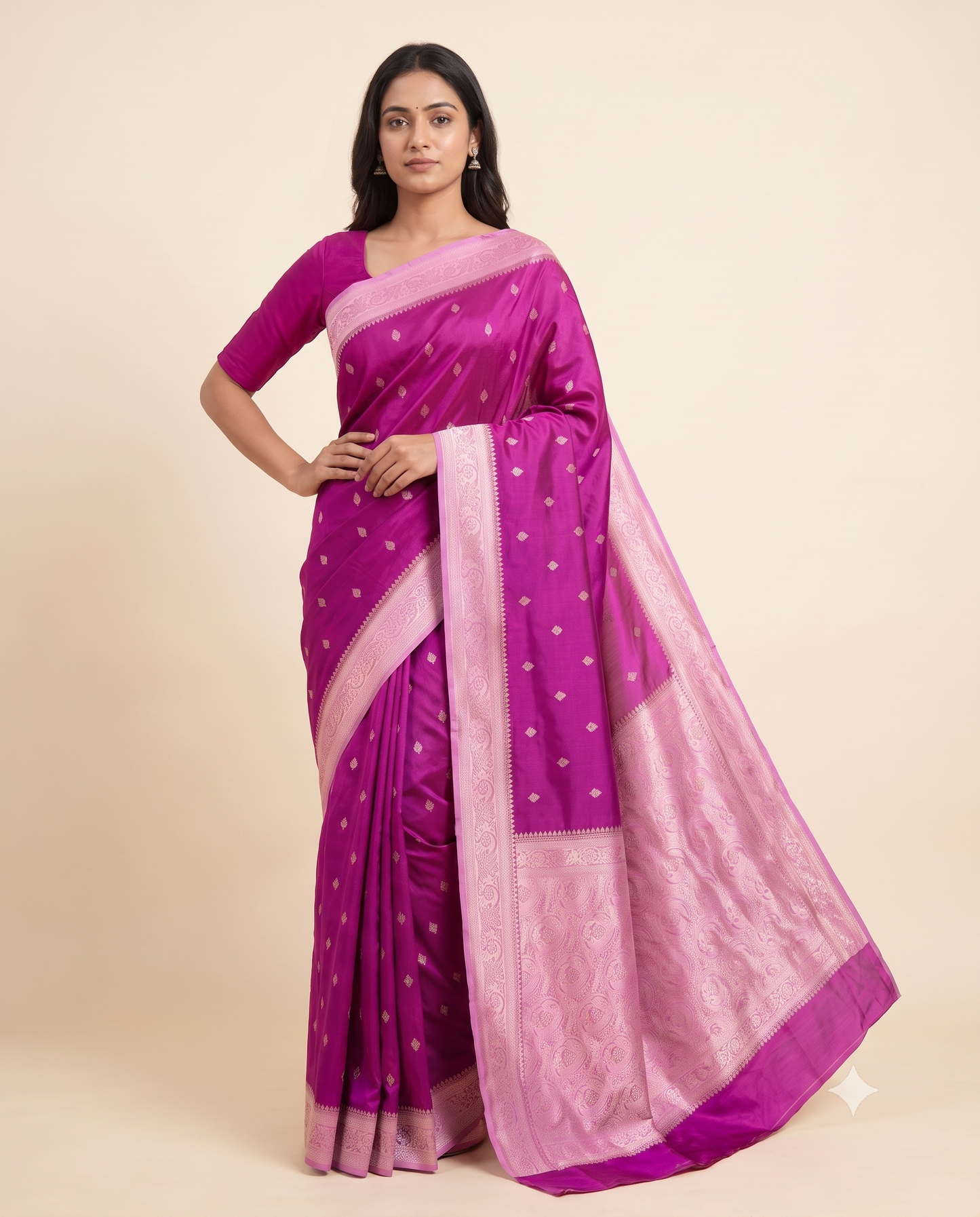 Mashroo Satin Contrast Pallu & Border Saree