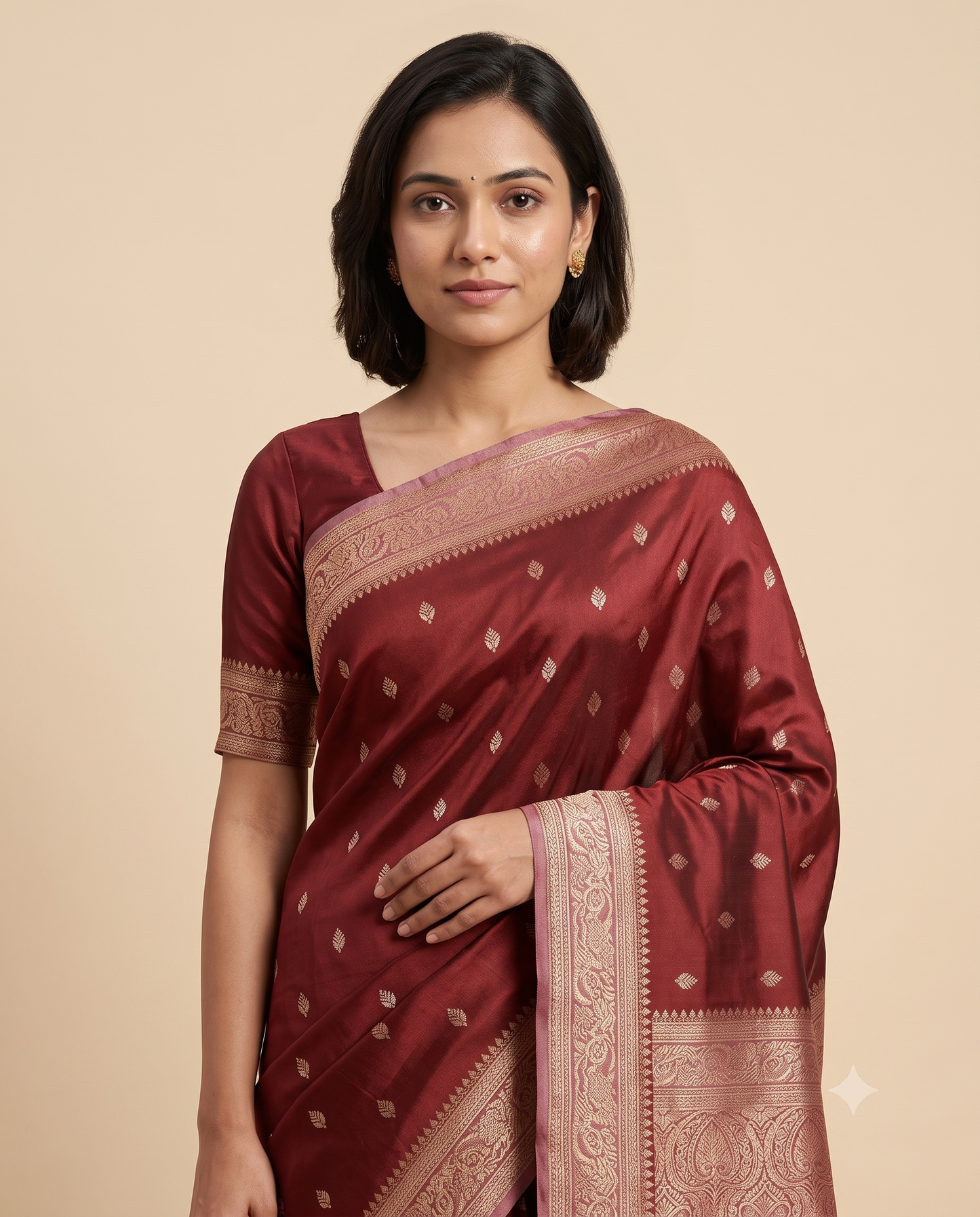 Mashroo Satin Contrast Pallu & Border Saree
