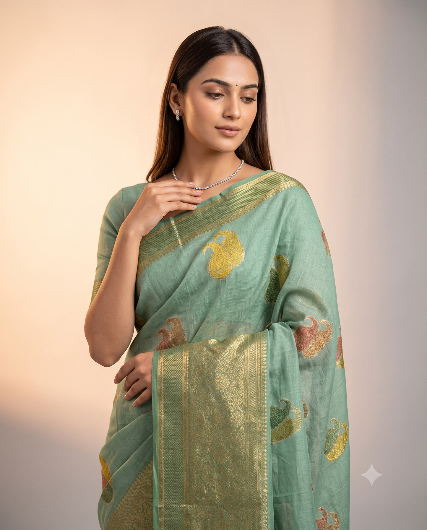 Semi Georgette Saree with Hand Brush Details