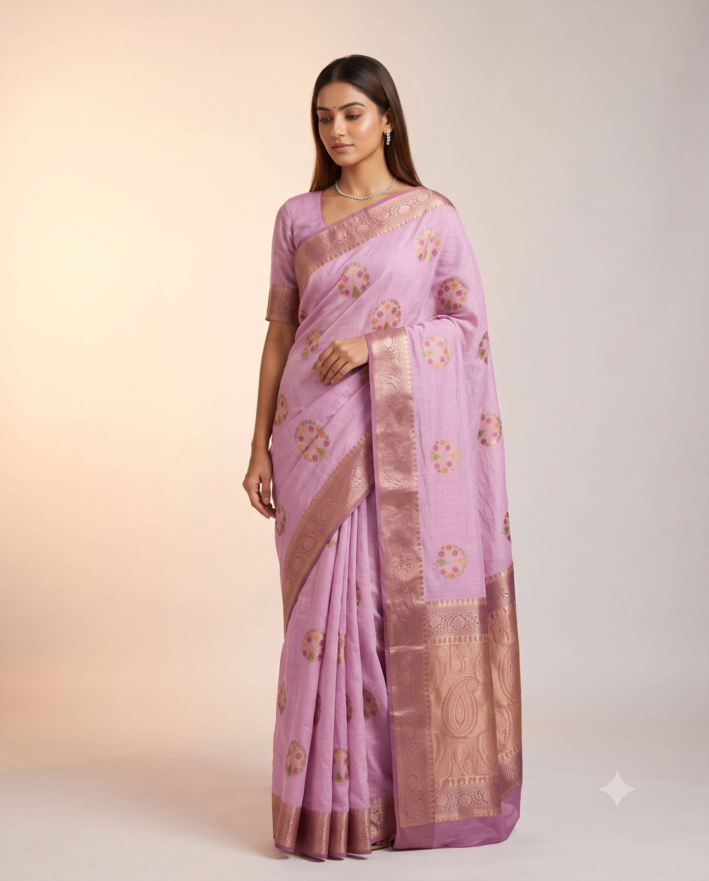 Semi Georgette Saree with Hand Brush Details