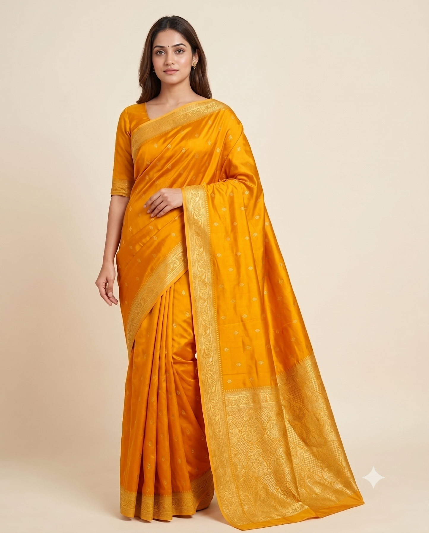 Mashroo Satin Contrast Pallu & Border Saree