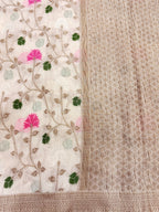 Off White Pure Mercerised Cotton Saree with Crush Texture