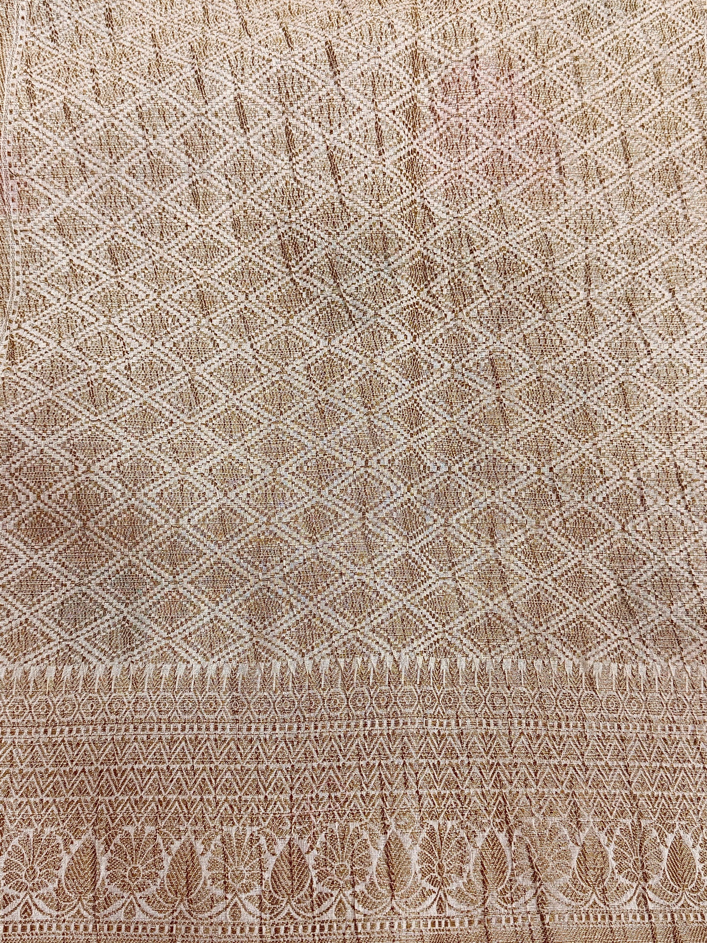 Off White Pure Mercerised Cotton Saree with Crush Texture