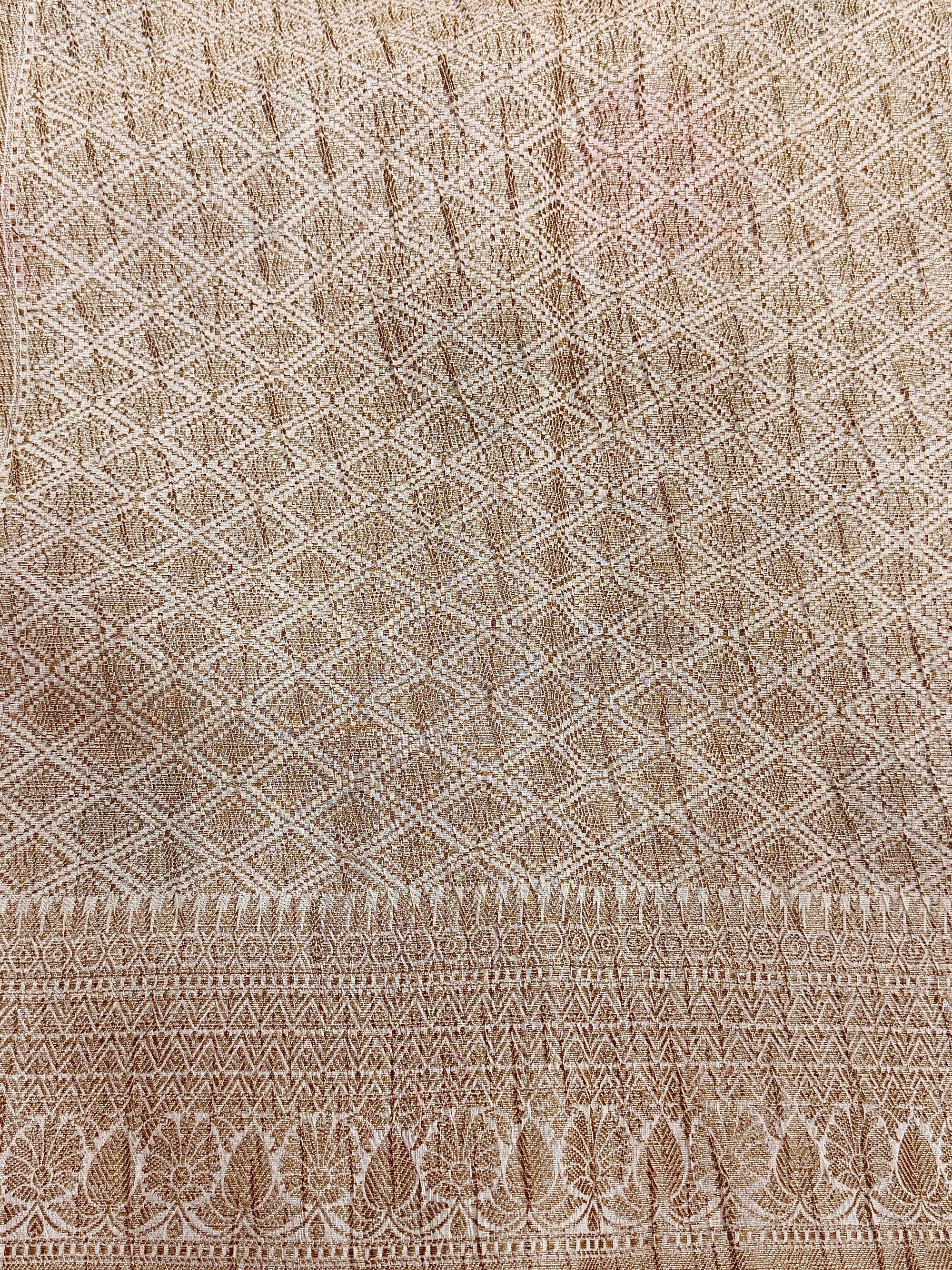 Off White Pure Mercerised Cotton Saree with Crush Texture