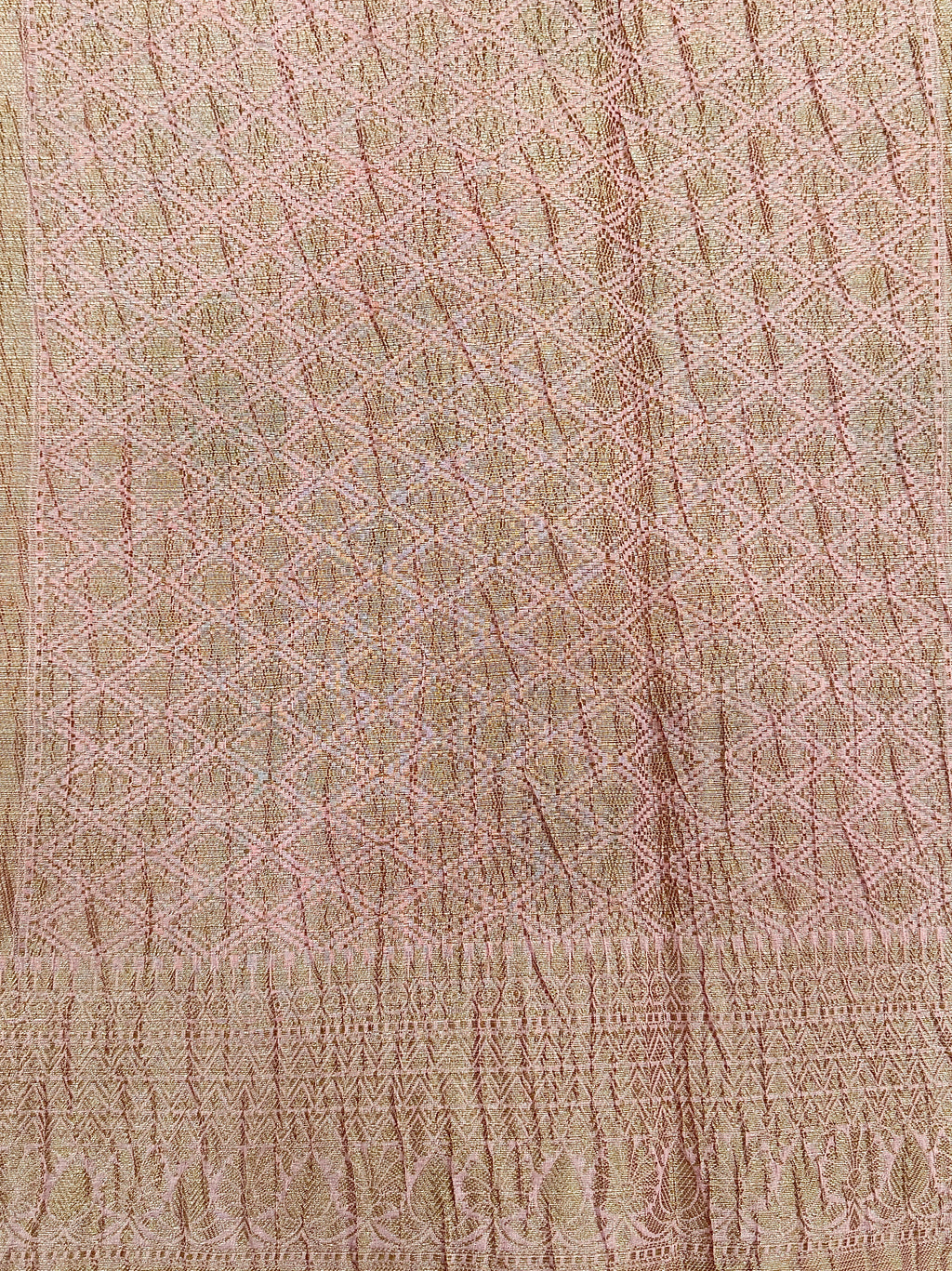 Baby Pink Pure Mercerised Cotton Saree with Crush Texture
