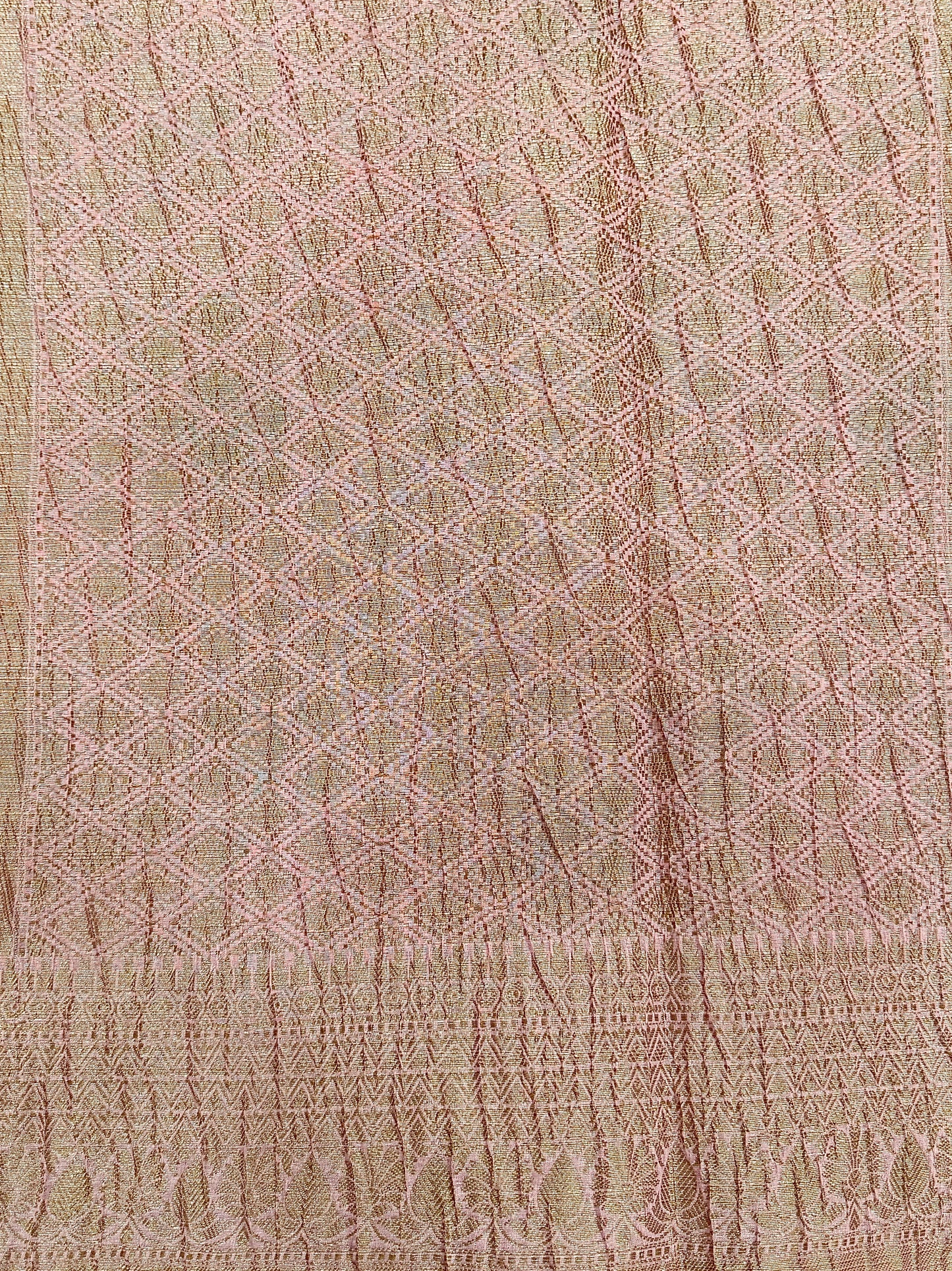 Baby Pink Pure Mercerised Cotton Saree with Crush Texture